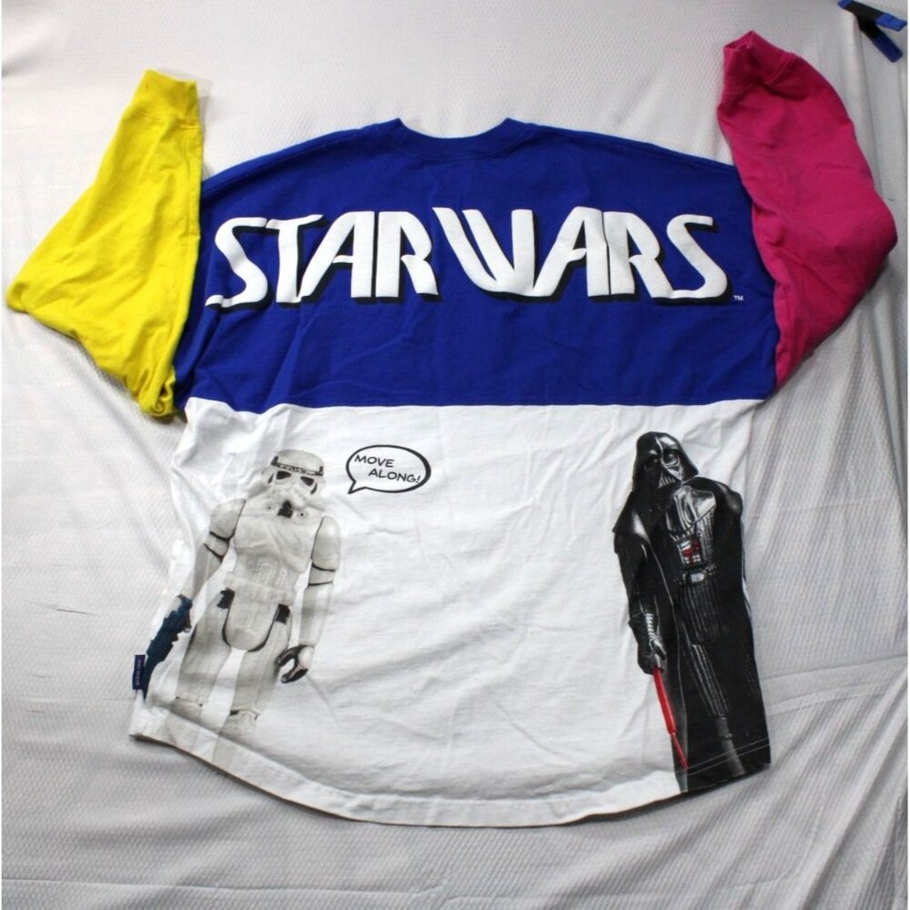 Star Wars Color Block Spirit Jersey Vintage Action Figures Long Sleeve Shirt Cot - Picture 8 of 11